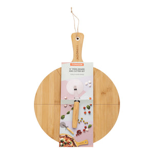 Set Tabla Pizza Bambú y Cortador
