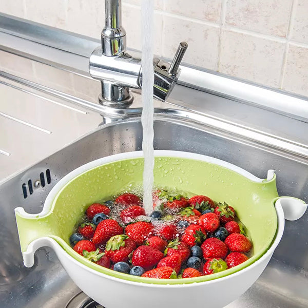 Colador y Bowl Spin&Drain Verde Lima