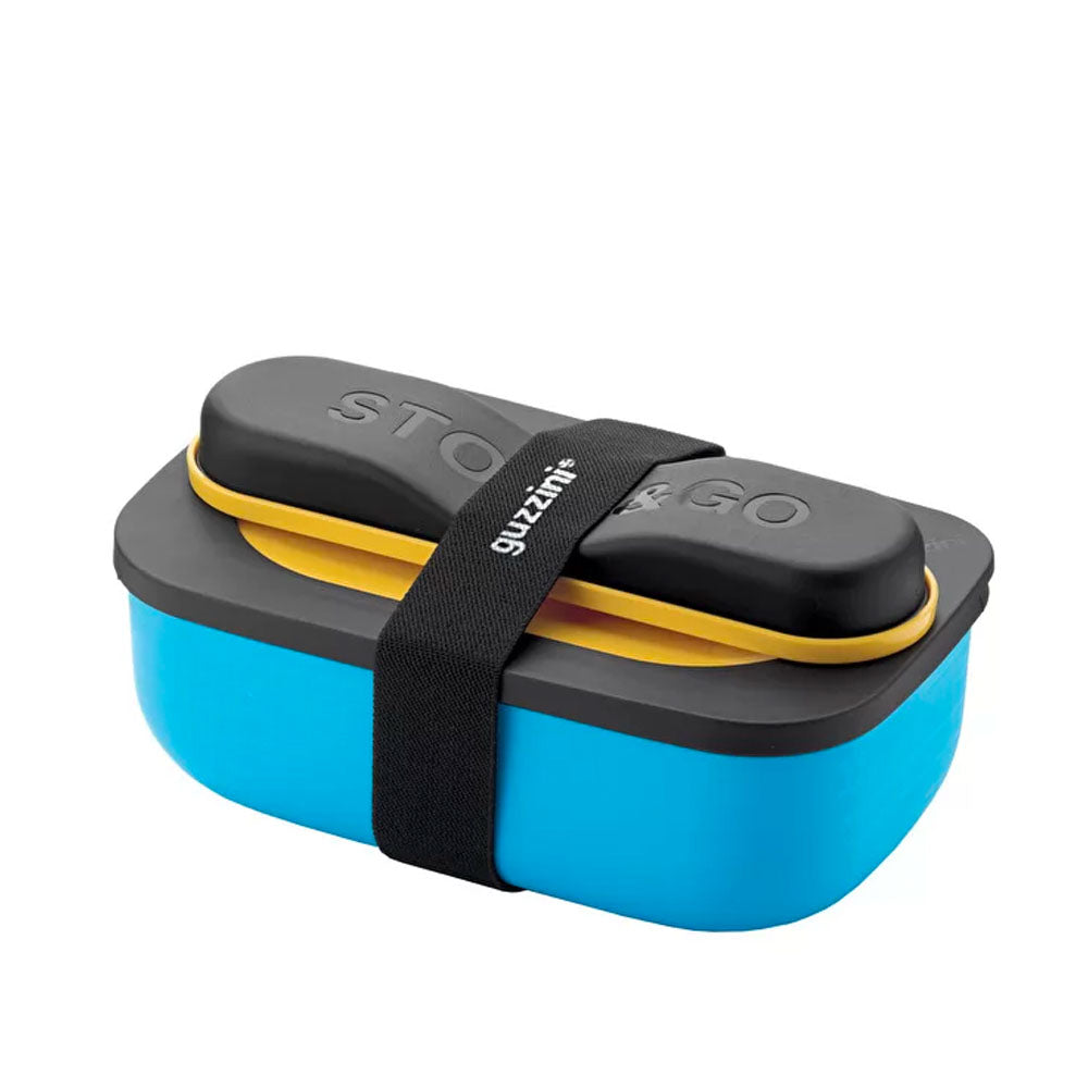 Lunch Box con Cubiertos Azul/Amarillo con Negro