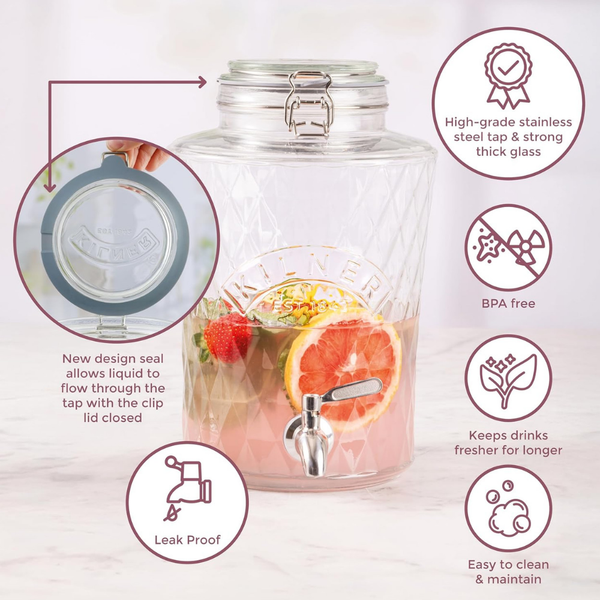 Dispensador Kilner Diamond Cierre Clip 5Lts