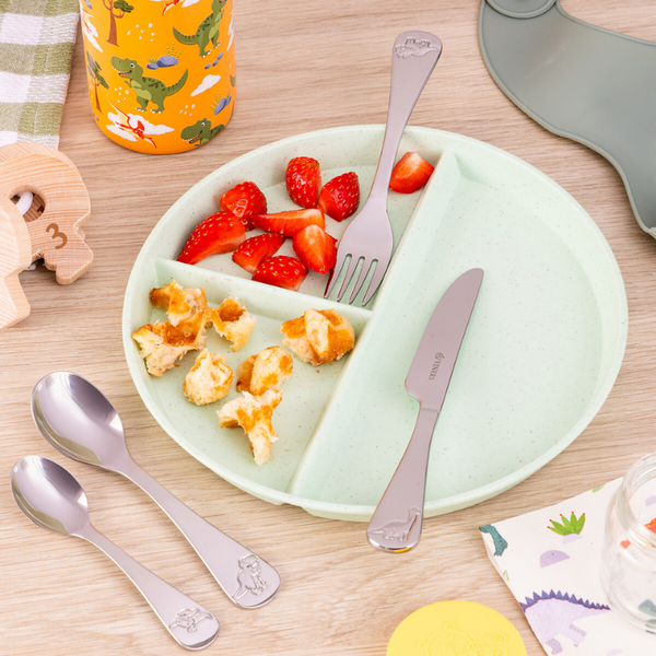 Set Cubiertos Niños Dinosaurios 4 Pzas