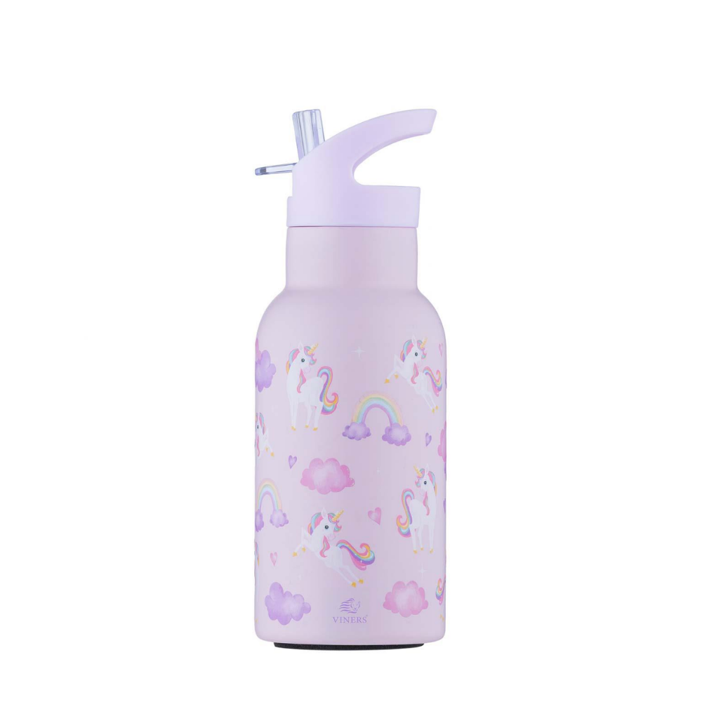 Botella Believe Unicornio Bombilla Abatible 350ml
