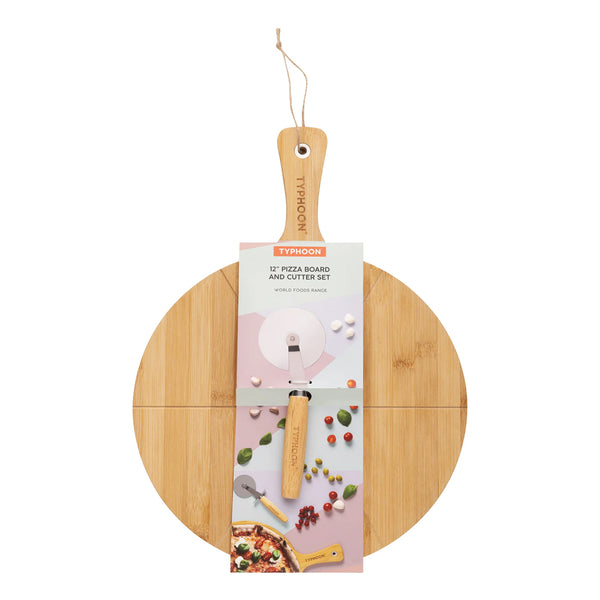 Set Tabla Pizza Bambú y Cortador