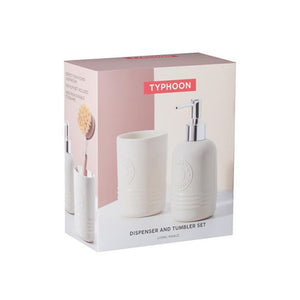 Set Dispensador Jabón y Vaso Living Cream