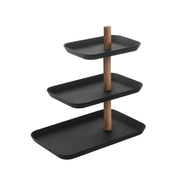 Soporte Accesorios 3 Bandejas Giratorias Negro