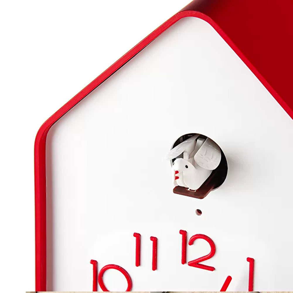 Reloj CuCkoo Blanco Borde Rojo con Péndulo Rojo