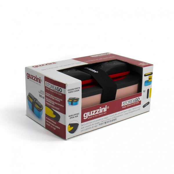 Lunch Box con Cubiertos Rosado/Rojo con Negro