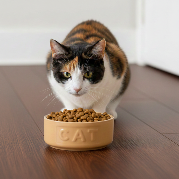 Bowl Gato Beige/Azul 13cms