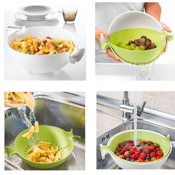 Colador y Bowl Spin&Drain Gris