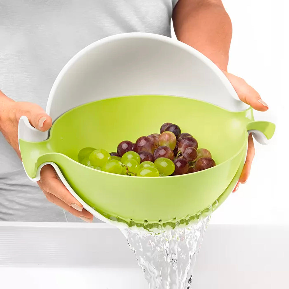 Colador y Bowl Spin&Drain Verde Lima