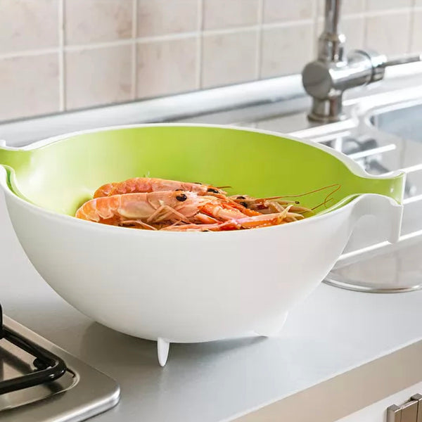 Colador y Bowl Spin&Drain Verde Lima