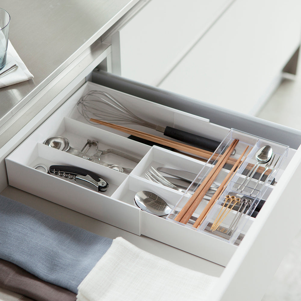 Organizador Cubiertos Extensible Blanco