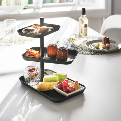 Set Platos Giratorios 3 Niveles Tower Negro