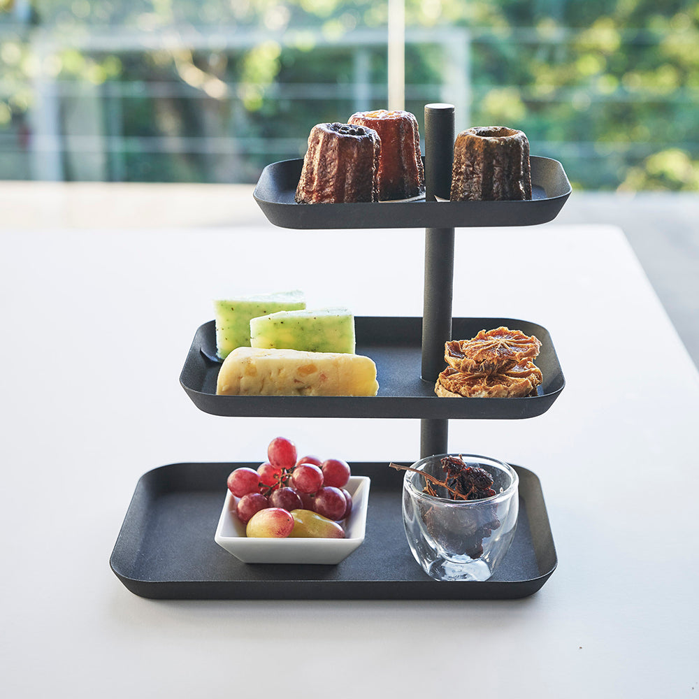 Set Platos Giratorios 3 Niveles Tower Negro