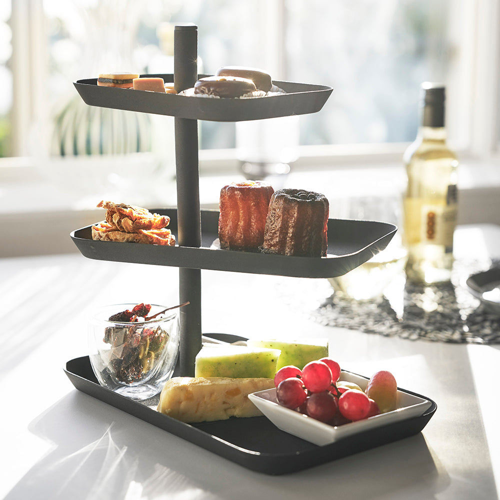 Set Platos Giratorios 3 Niveles Tower Negro