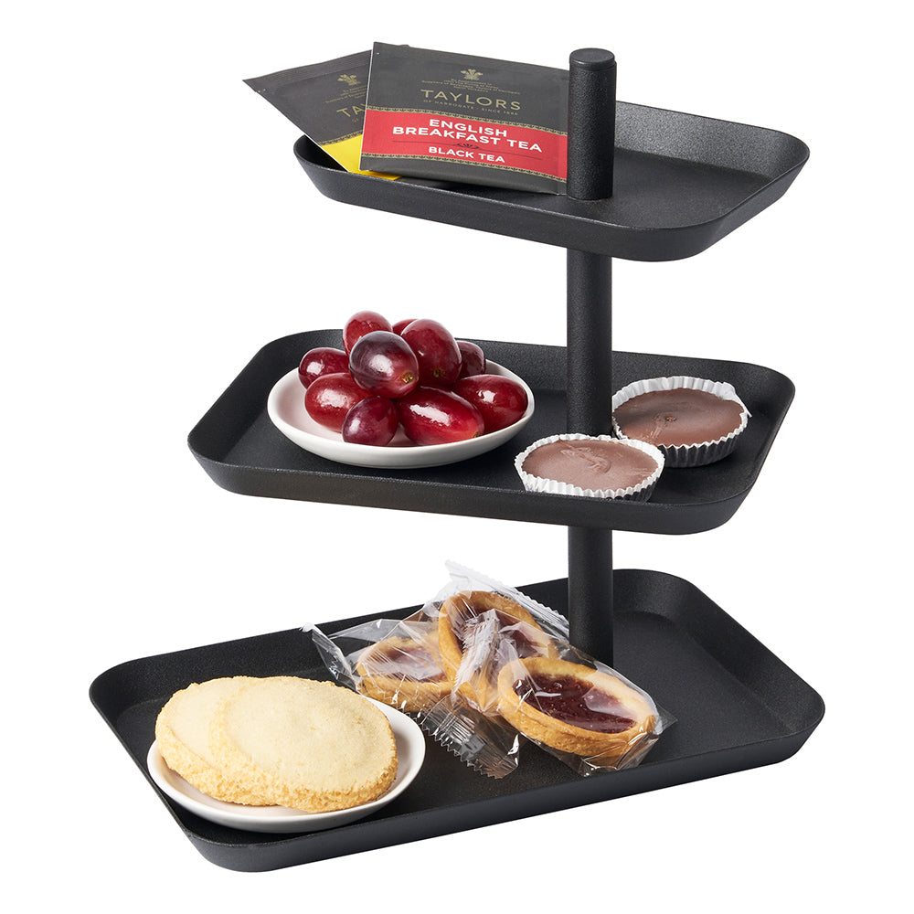 Set Platos Giratorios 3 Niveles Tower Negro
