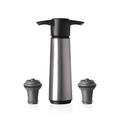 Set Bomba y 2 Tapones de Vacío para Vino Acero Inoxidable