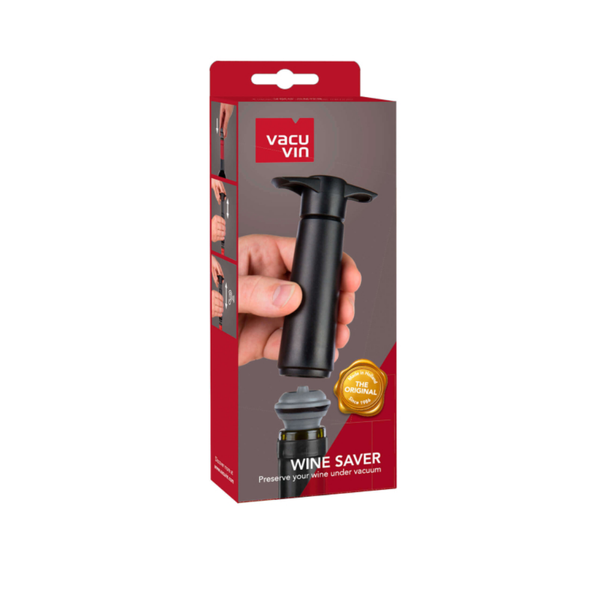 Set Bomba y 2 Tapones de Vacío para Vino Negro