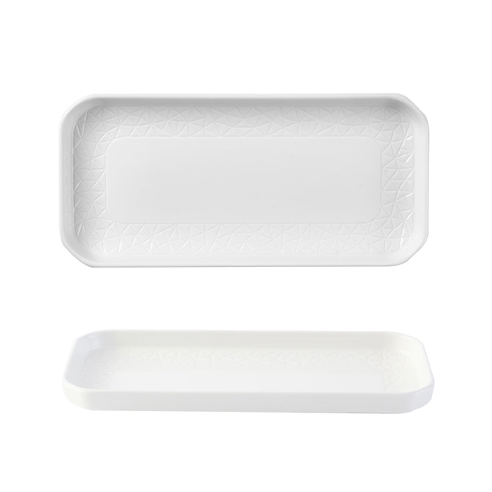 Plato Rectangular Churchill Blanco con Borde 26cms