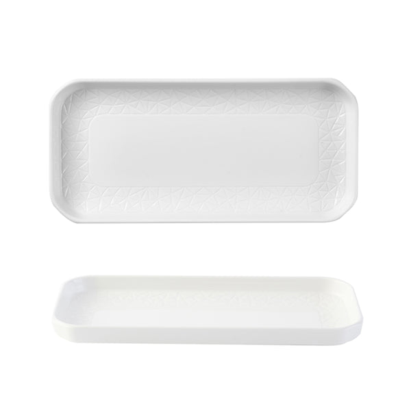 Plato Rectangular Churchill Blanco con Borde 26cms