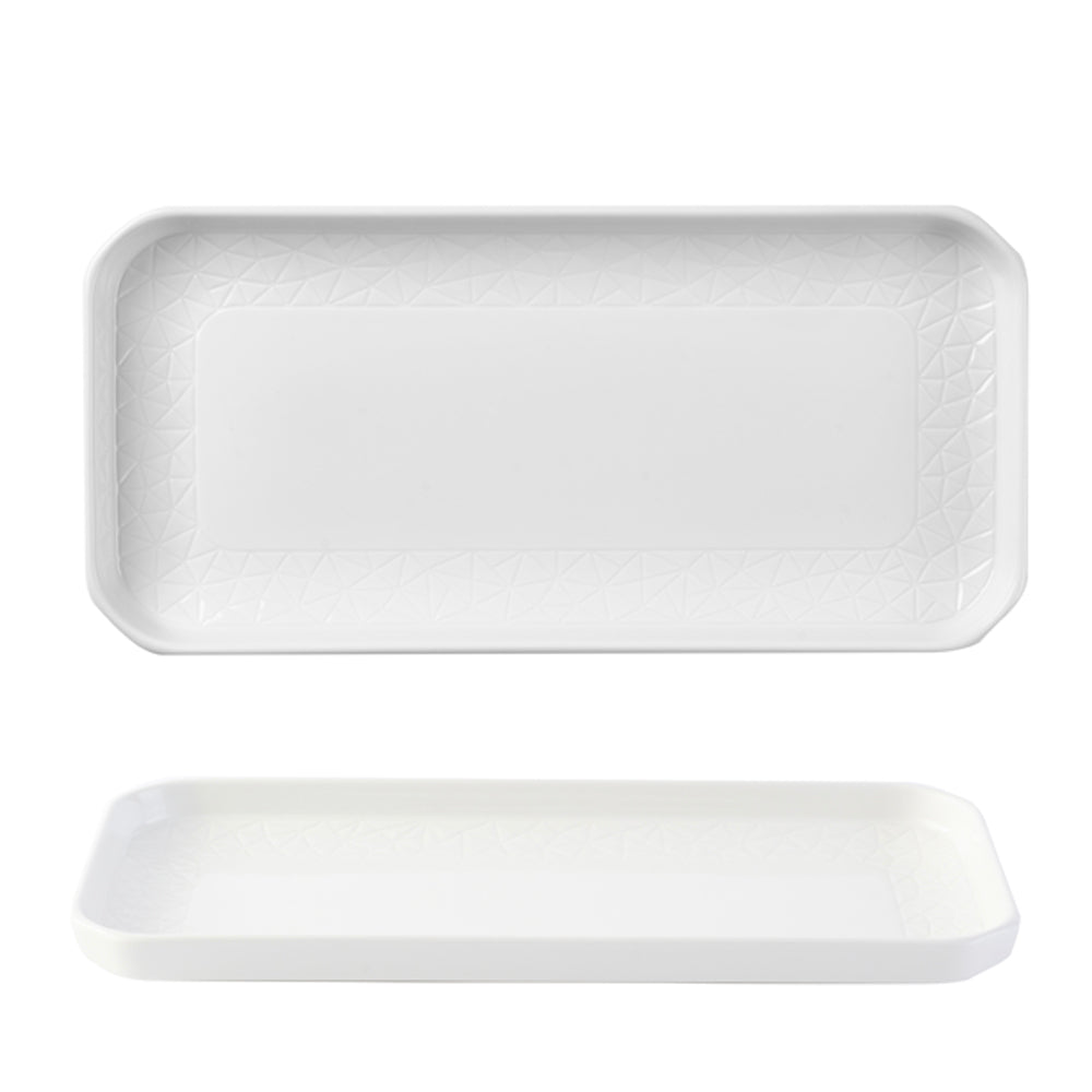 Plato Rectangular Churchill Blanco con Borde 30cms