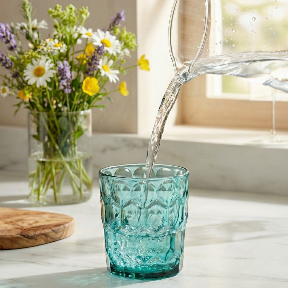Vaso Vanity Diamond Aquamarine Bajo