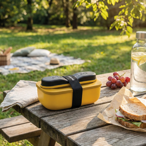 Lunch Box con Cubiertos Amarillo Gold