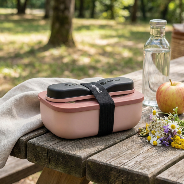 Lunch Box con Cubiertos Palo Rosa
