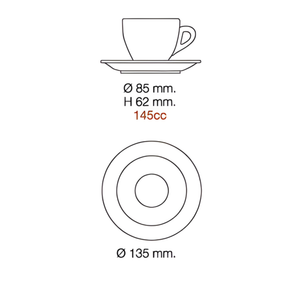 Taza Cappuccino Palermo Negro con Plato