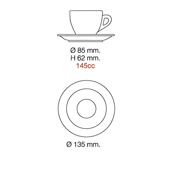 Taza Cappuccino Palermo Negro con Plato