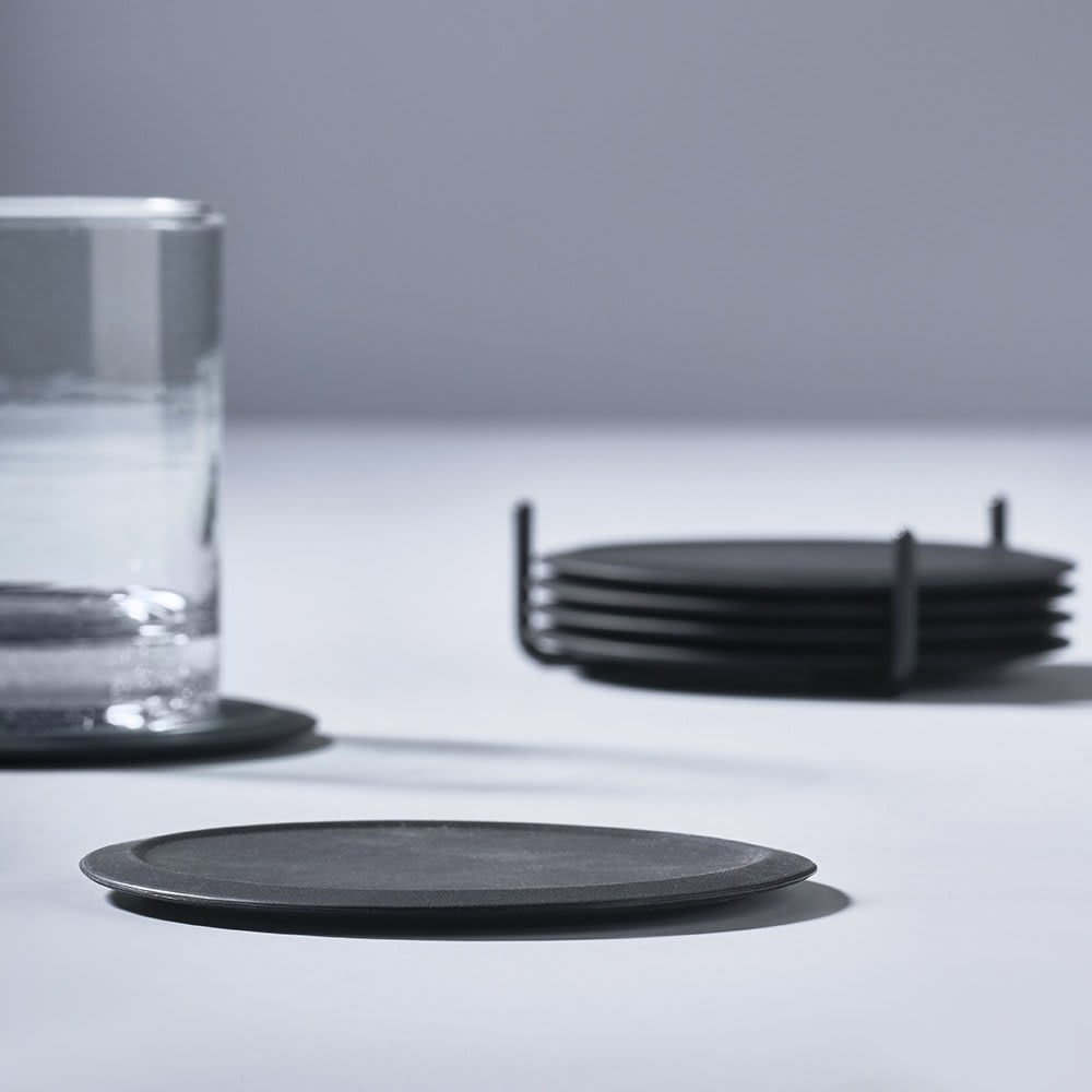 Set 6 Posavasos Singles con Soporte Negro