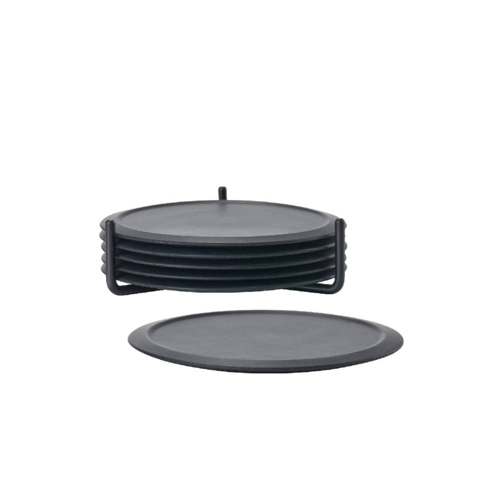 Set 6 Posavasos Singles con Soporte Negro