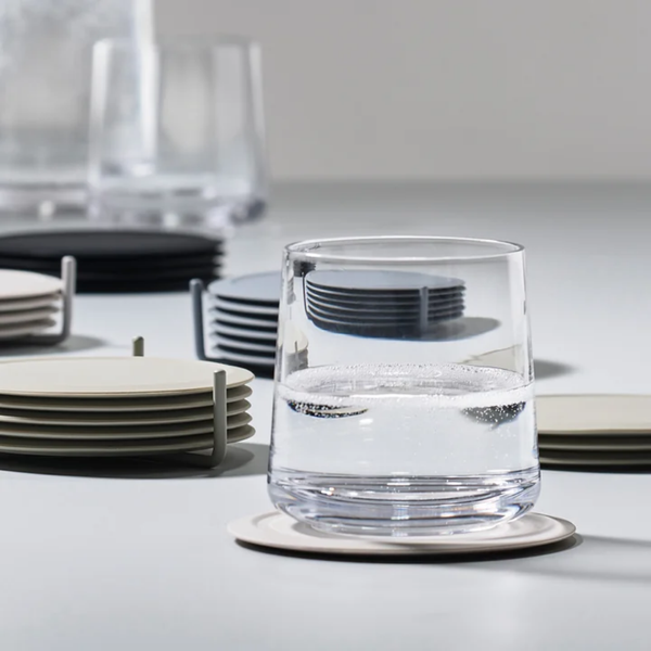 Posavasos Singles con Soporte Gris Claro