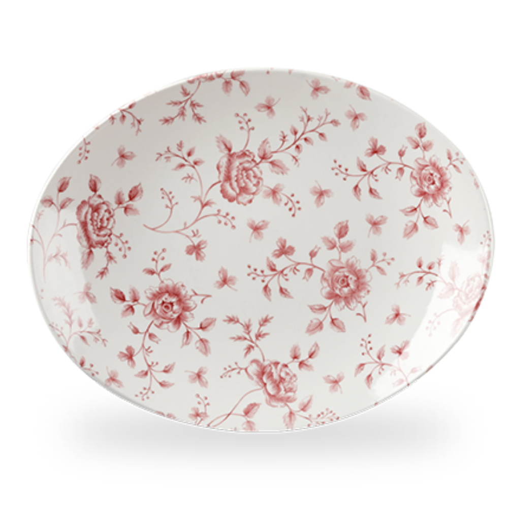 Plato Ovalado Churchill Rose Chintz Cranberry 32cms