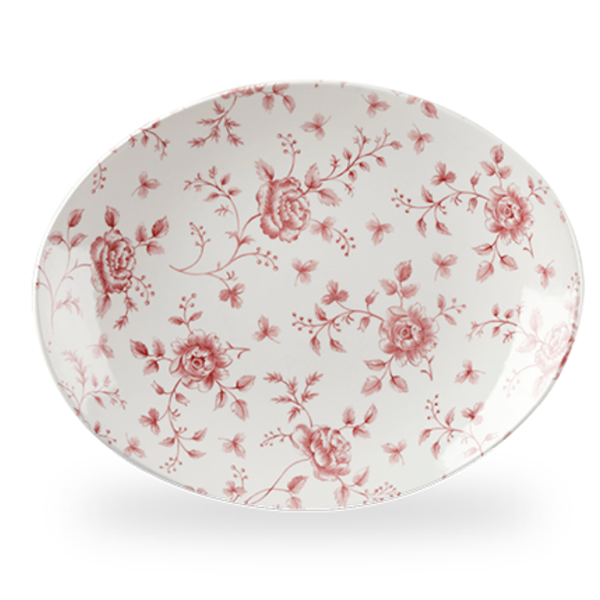 Plato Ovalado Churchill Rose Chintz Cranberry 32cms