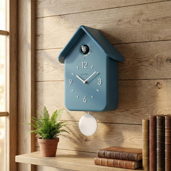 Reloj CuCkoo Azul con Péndulo Blanco