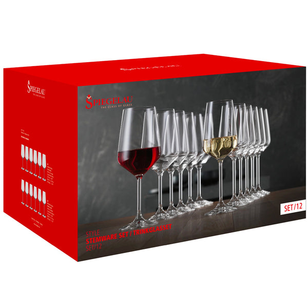 Set 12 Copas Style Tinto y Blanco