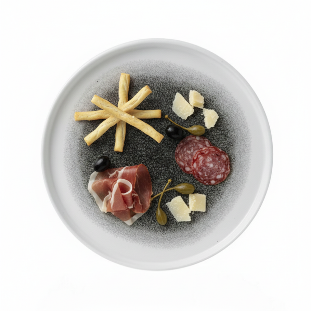 Plato Churchill Negro Cuarzo con Borde 26cms