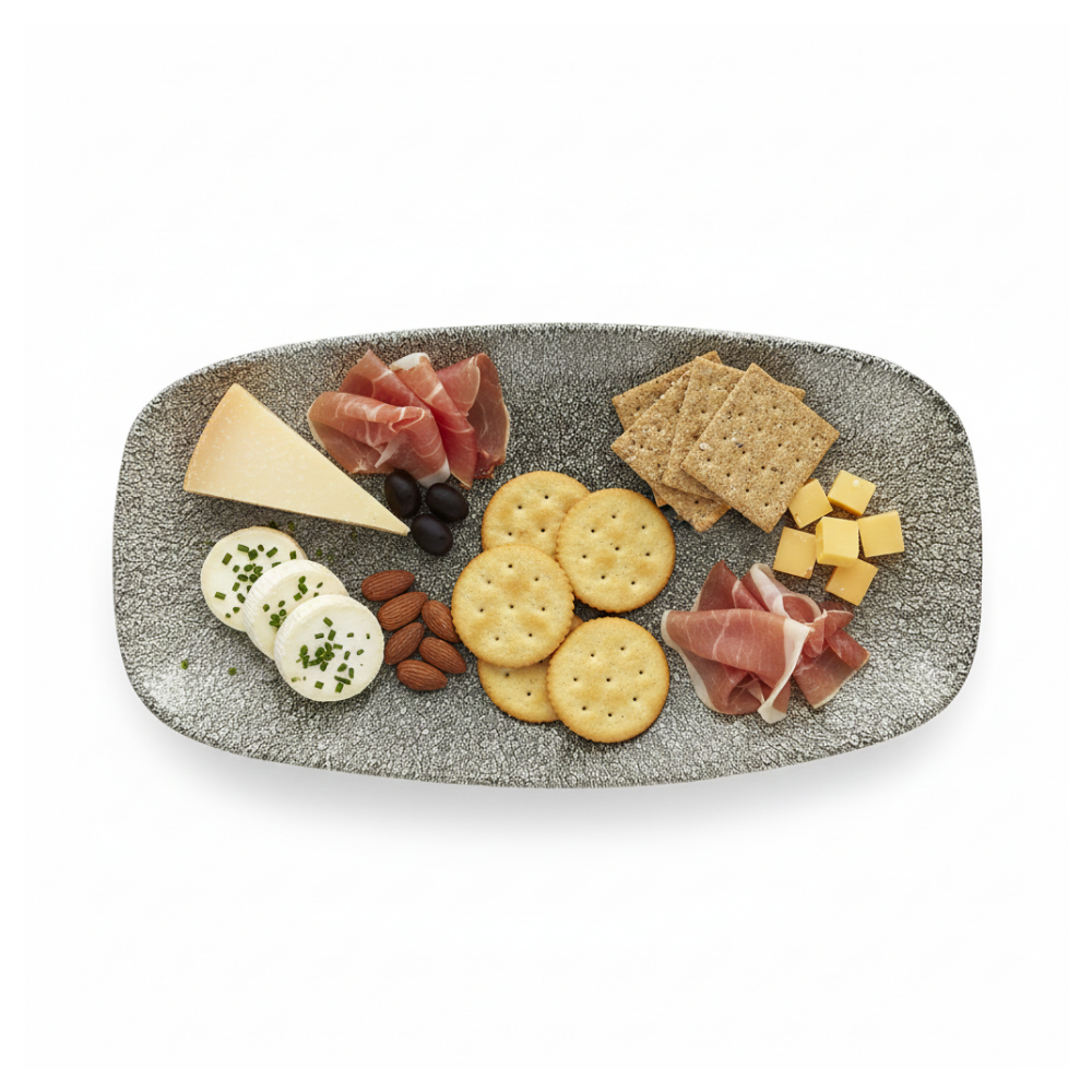 Plato Rectangular Churchill Negro Cuarzo 30cms