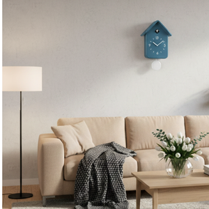 Reloj CuCkoo Azul con Péndulo Blanco