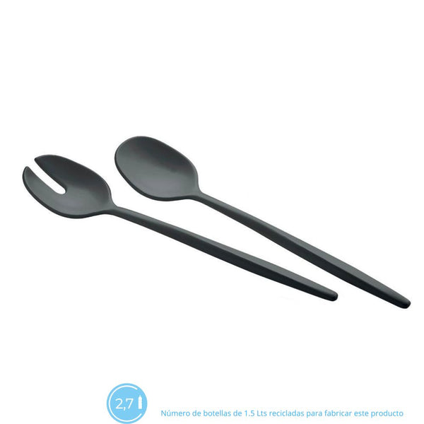 Set 2 Cucharas 'Tierra' Para Servir Color Negro