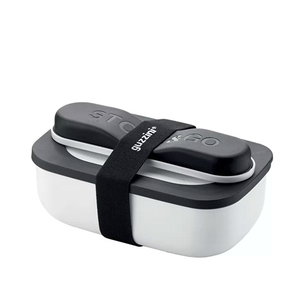 Lunch Box con Cubiertos Blanco/Negro