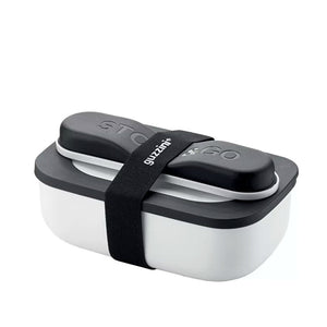 Lunch Box con Cubiertos Blanco/Negro