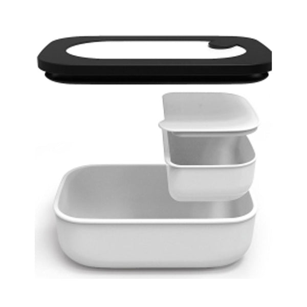Lunch Box con Cubiertos Blanco/Negro