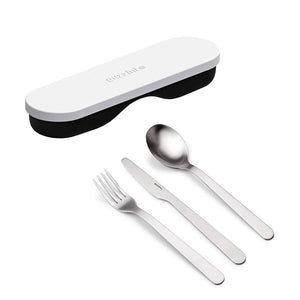 Lunch Box con Cubiertos Blanco/Negro