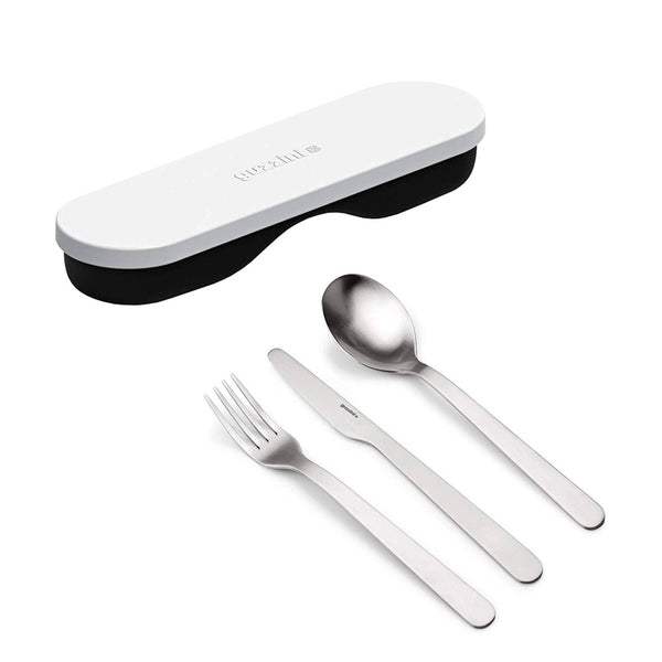 Lunch Box con Cubiertos Blanco/Negro