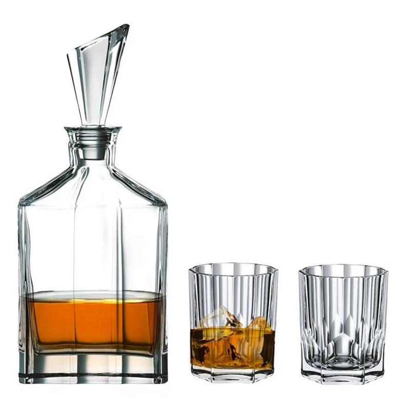 Set Botella Whisky 0,75 Lt y 2 Vasos Aspen