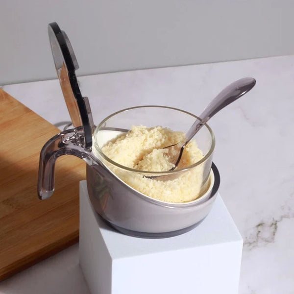 Contenedor Queso Parmesano con Cuchara Grace Gris Cielo