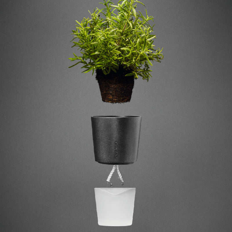 Macetero Auto Riego Gris Oscuro 11cms