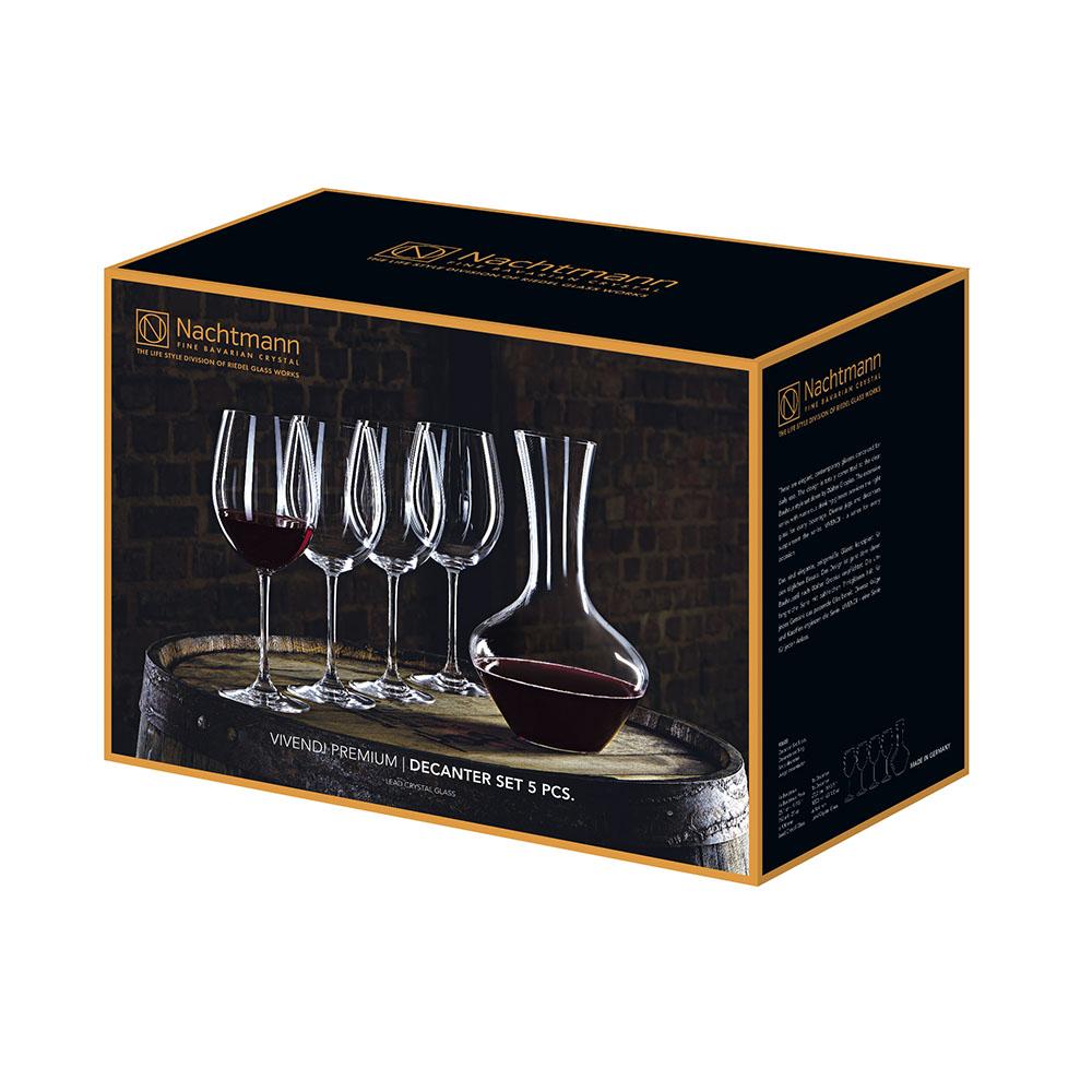 Set 4 Copas Vino Tinto Bordeaux + Decantador Vivendi